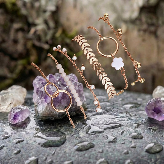 Pack Of Boho Bracelets In Gold