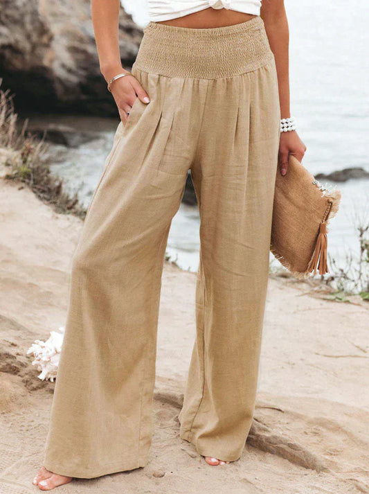 Pants Beige With Textured Weave