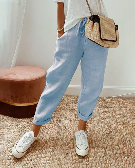 Trousers Blue With Solid Denim Wash