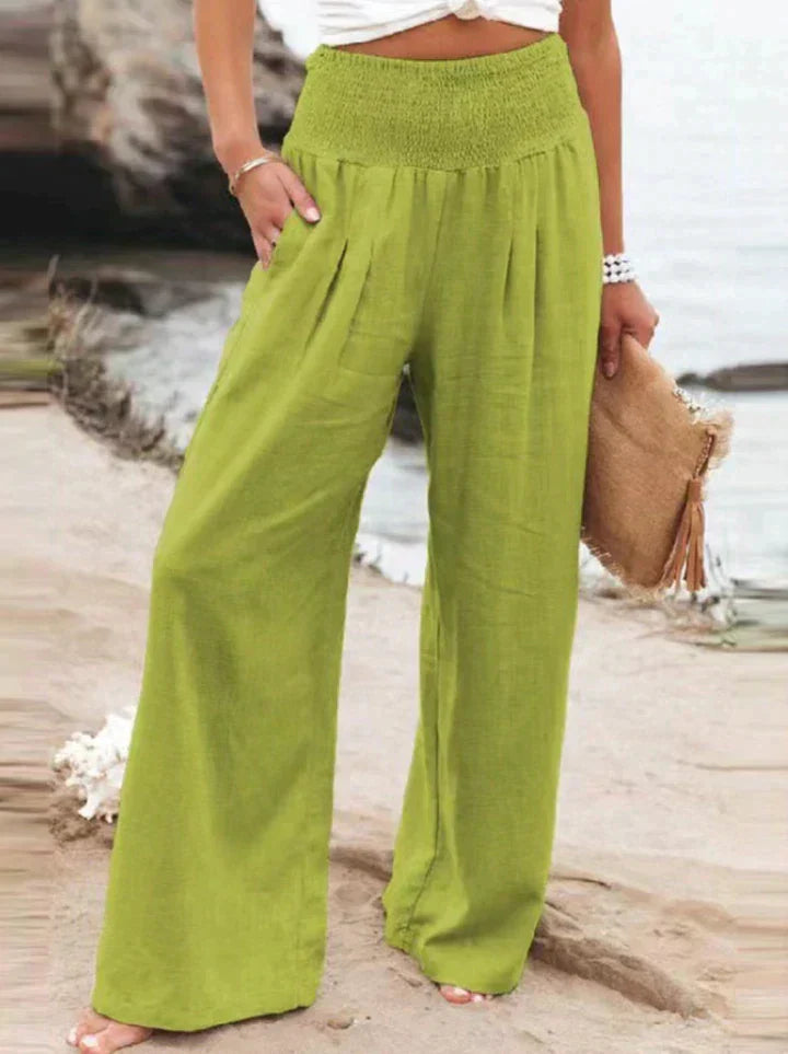 Pants Lime Green With Pleated Detail