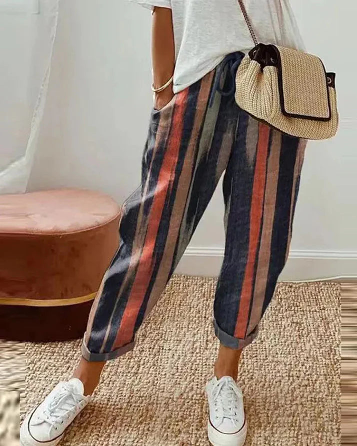 Trousers Navy With Striped Pattern