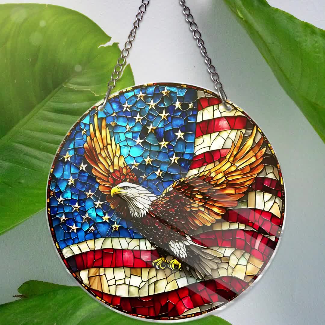 Patriotic Eagle American Flag Suncatcher