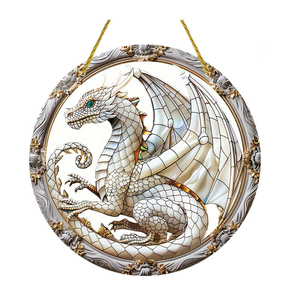 Pearl Dragon Ornate Frame Suncatcher
