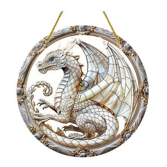 Pearl Dragon Ornate Frame Suncatcher