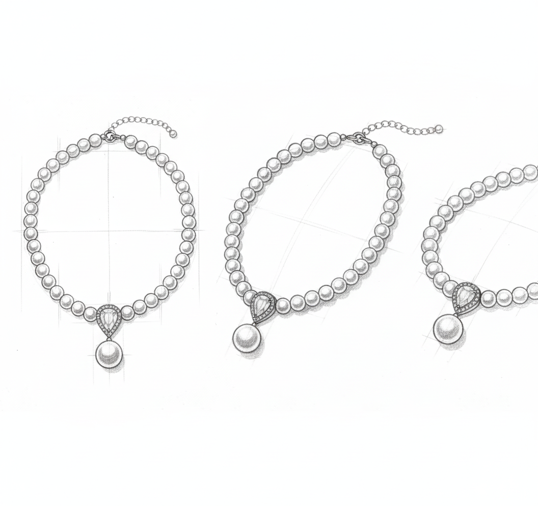 Pearl Zircon Pendant Water Drop Necklace
