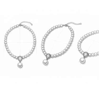 Pearl Zircon Pendant Water Drop Necklace
