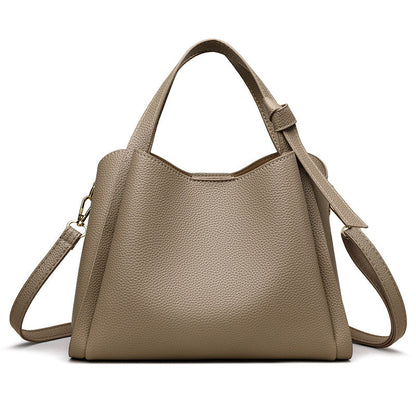Pebbled Leather Bucket Handbag – Convertible Top Handle & Crossbody Shoulder Bag With Gold