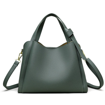 Pebbled Leather Bucket Handbag – Convertible Top Handle & Crossbody Shoulder Bag With Gold
