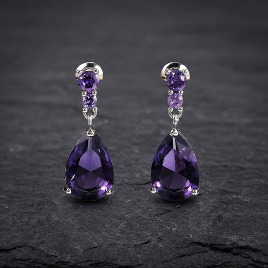 Purple Stone Waterdrop Earrings