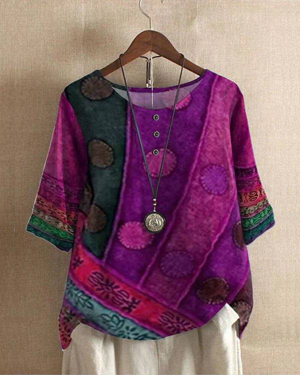 Tie Dye Print 34 Sleeve Tunic