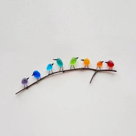 Rainbow Birds Branch Art