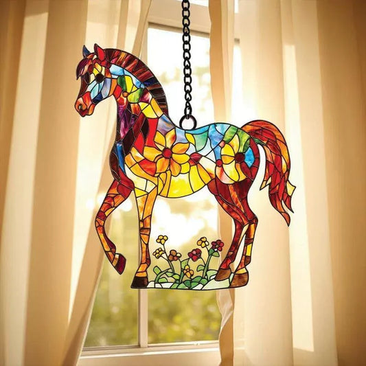 Rainbow Horse Flowers Suncatcher