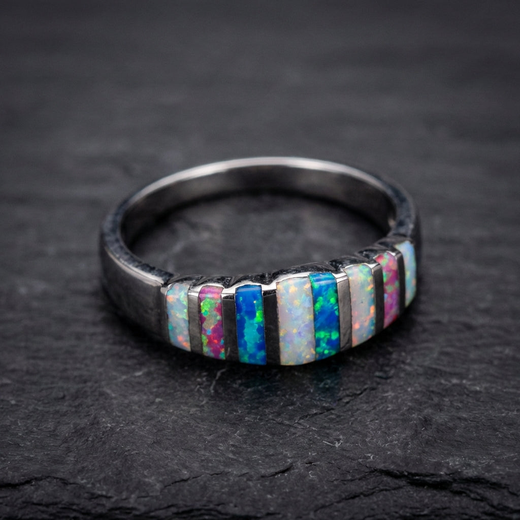 Rainbow Opal Silver Ring 69471751