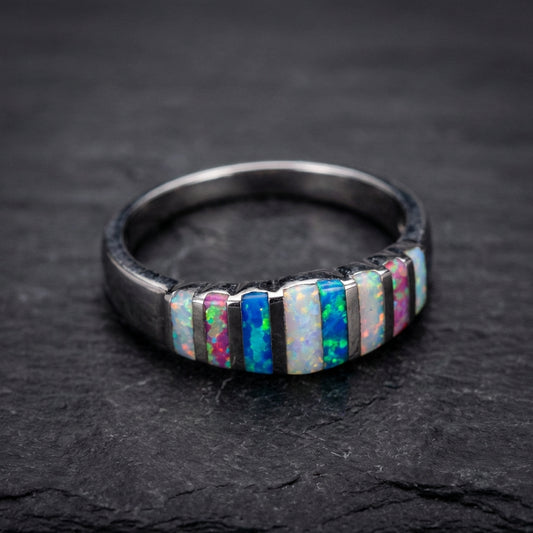Rainbow Opal Silver Ring 69471751