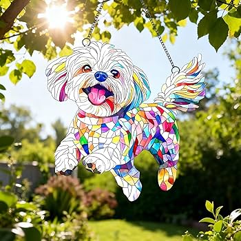 Rainbow Shih Tzu Puppy Suncatcher