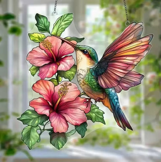 Robin On Branch Suncatcher   Mosaic Songbird Art
