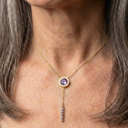 Roman Necklace With Purple Zirconia In Gold