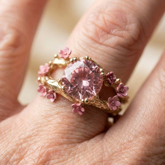 Romantic Floral Zircon Ring