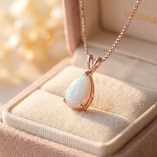 Rose Gold Opal Pendant Necklace