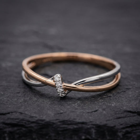 Rose Gold Silver Criss Cross Ring