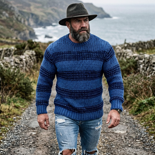 Royal Blue Horizontal Stripe Crewneck