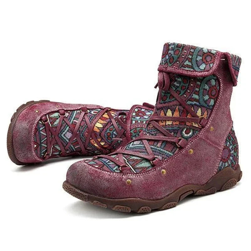Boho lace-up boots