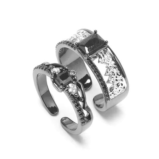 Black Gemstone Cosplay Ring Set