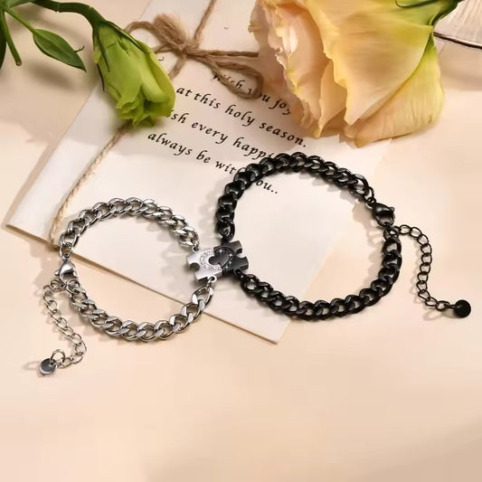 Puzzle Heart Couple Bracelets