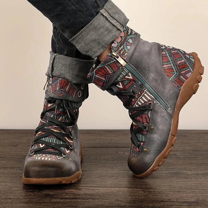 Boho lace-up boots