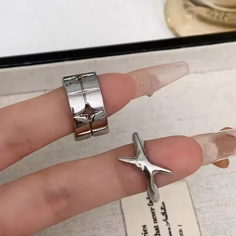 Gothic Cross & Star Open Ring