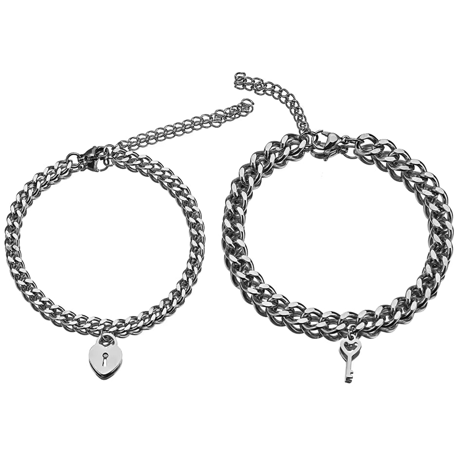 Lock & Key Couple Bracelet Set