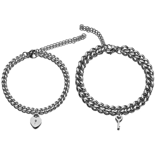 Lock & Key Couple Bracelet Set