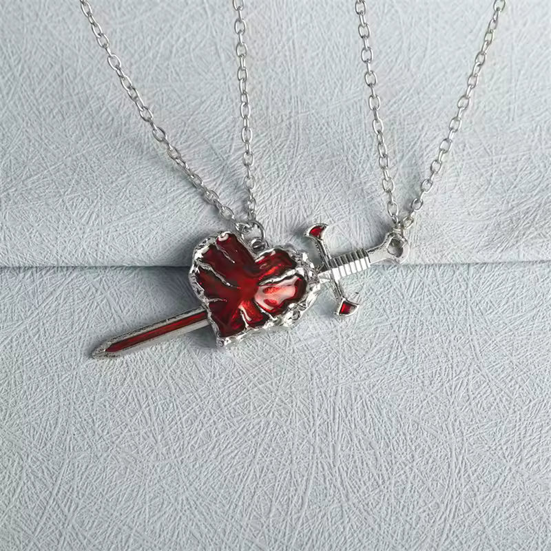 Punk Sword & Heart Necklace