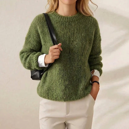 Sage Whisper Crewneck Fluffy Green Mohair Style Pullover
