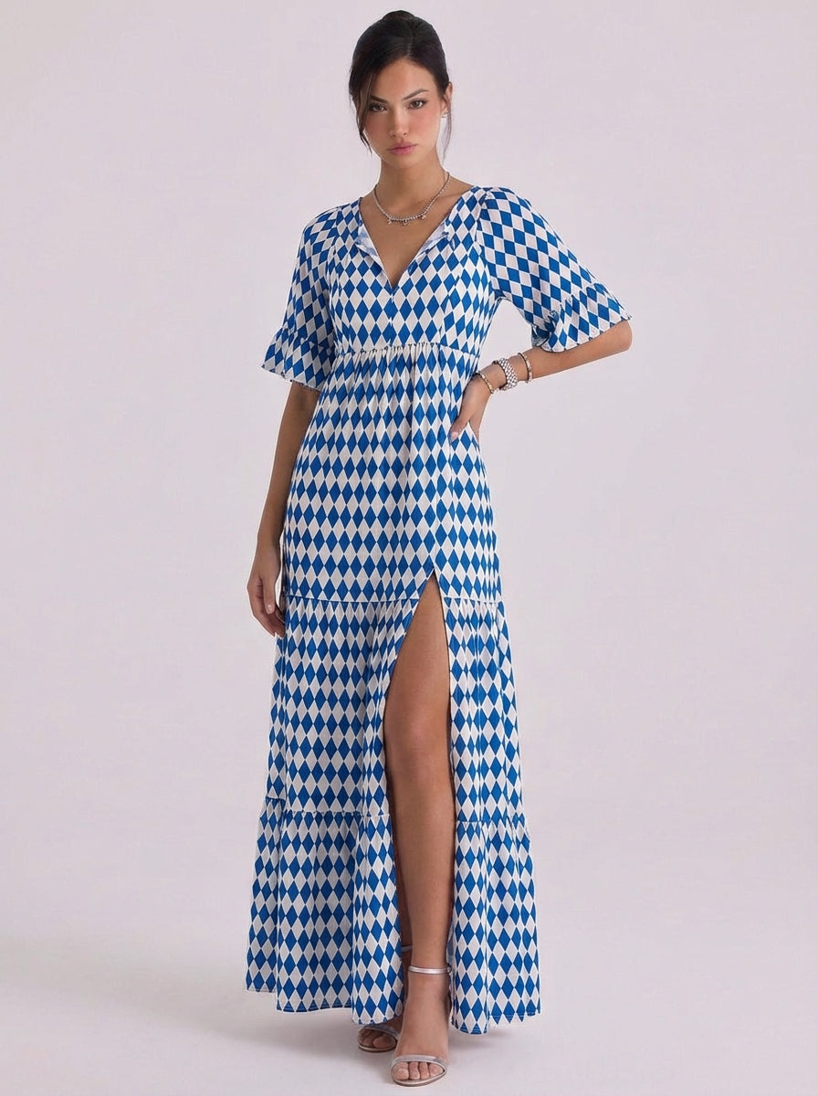 Satin Maxi Dress With Ruffle Hem