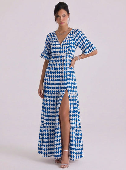 Satin Maxi Dress With Ruffle Hem