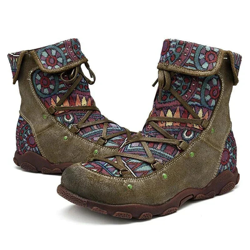 Boho lace-up boots