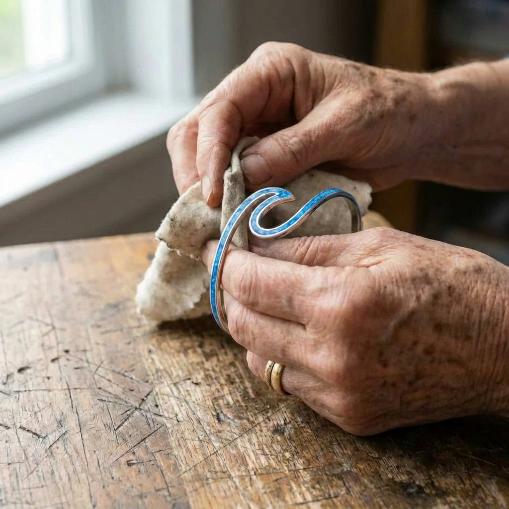 Sea Wave Opal Bracelet In Silver Sustainable Ocean Inspired Jewelry