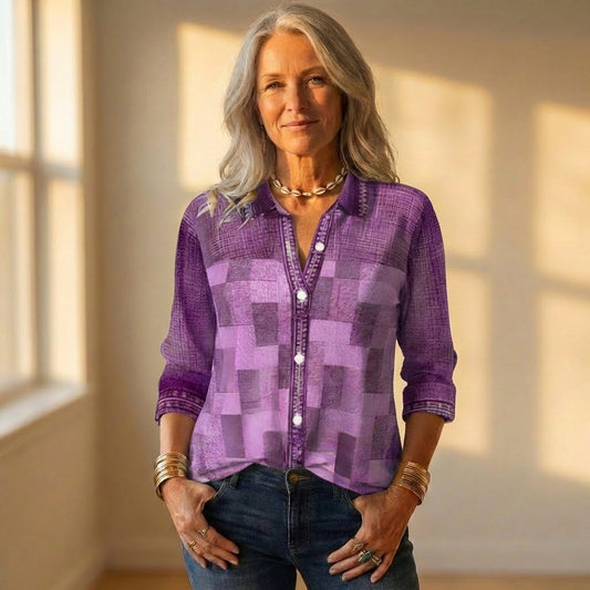 Shirt With Patchwork & Button Front