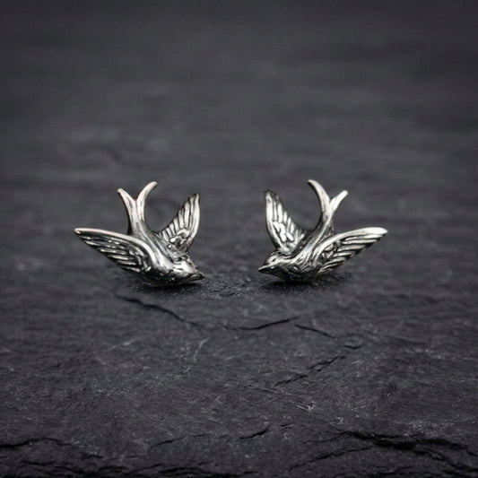 Silver Bird Stud Earrings 58988438