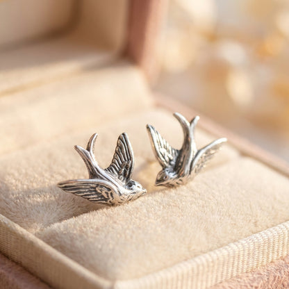 Silver Bird Stud Earrings
