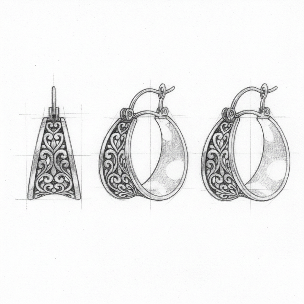 Silver Flower Hollow Dangle Earrings