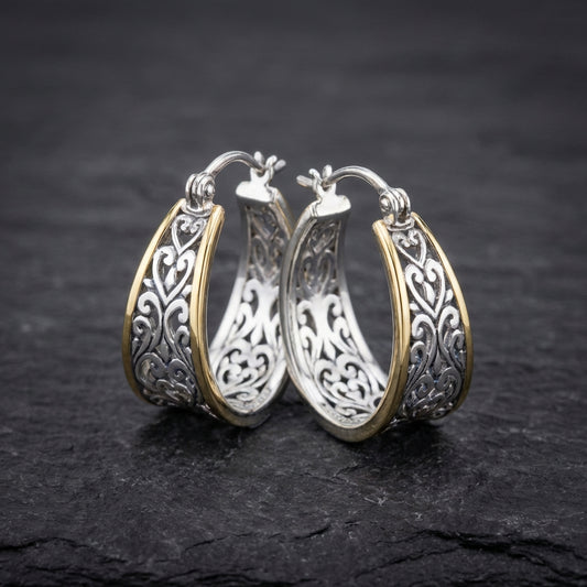 Silver Flower Hollow Dangle Earrings