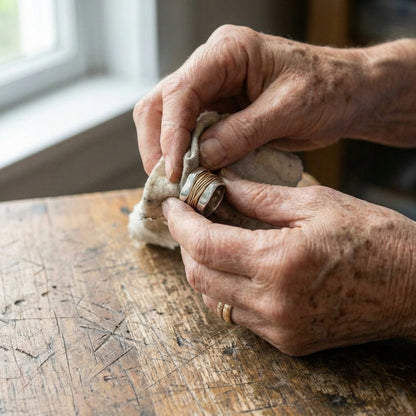Silver Golden Threads Ring