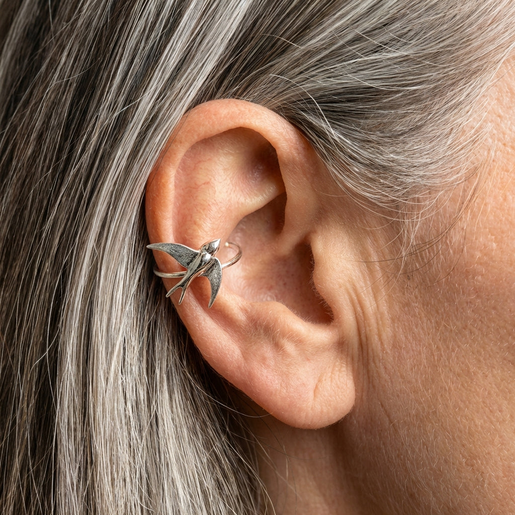Silver Swallow Earrings