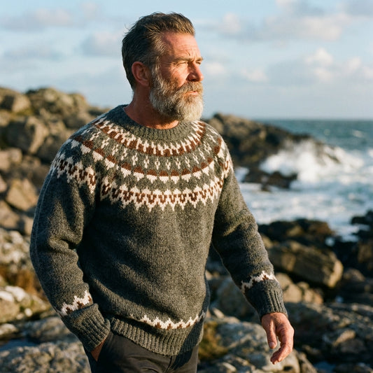 Slate Green Icelandic Yoke Wool Crewneck