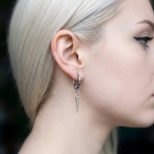 Silver Spike Hoop Earrings (Small)