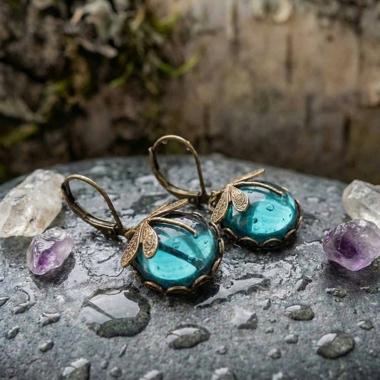 Spherical Dragonfly Earrings In Antique Gold