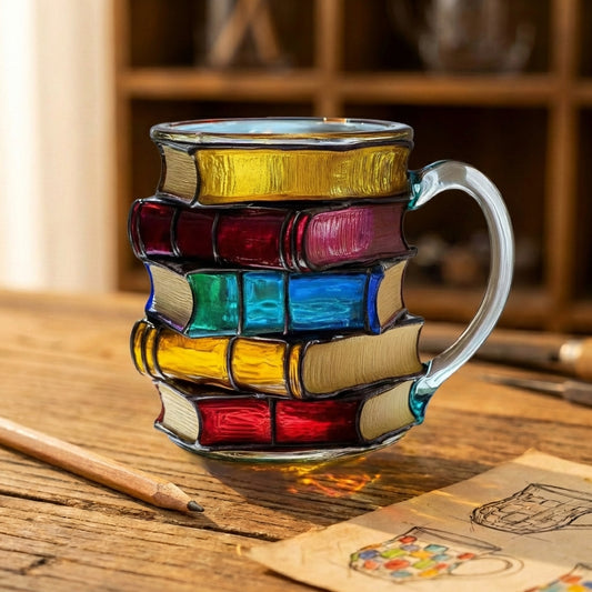 Stacked Books Glass Mug