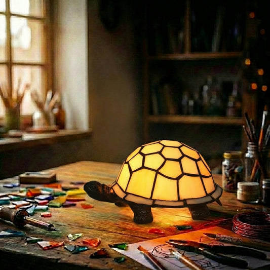 Stained Glass Turtle Accent Lamp   Amber